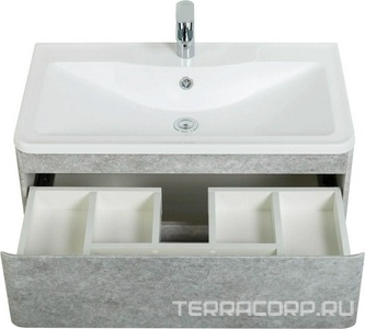 База под раковину подвесная с двумя выкатными ящиками, 800х455хh570мм, без раковины, (цв.Cemento Verona Grigio),  ZZ BelBagno Albano ALBANO-800-2C-SO-CVG