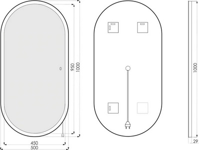 Зеркало STWORKI  100x50 см с подсветкой, сенсор на зеркале, овальное, ZZ STWORKI Мальмё LED-00002202 / к.т.472137