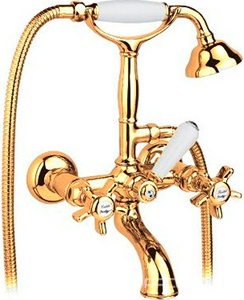 Смеситель для ванны с душевым гарнитуром  (цв.бронза, ручки Dames Anglaises), Nicolazzi ZZ Nicolazzi Classical luxury 1401 BZ 18