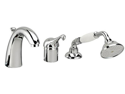 Смеситель для ванны, встраиваемый, на 3 отв., (maniglia PL / рукоятка с пластик. вставкой белого цвета), (цв.хром)  ZZ 3M Piccadilly 2165 CC + maniglia PL CC
