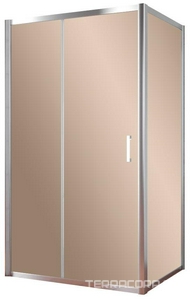 Душевое ограждение , 100*100*1900 мм, профиль глянцевый хром, стекло бронза, БЕЗ покрытия ZZ Vegas Glass ZP+ZPV ZP+ZPV 100*100 08 05