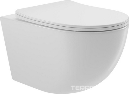 Компл.: унитаз подвесн.,безободк.,525х360мм,цв.белый глянц., сиденье с микролиф,,инстал. д/унит., крепёж, клавиша смыва Quadrado цв.хром,  ZZ Aqueduto Cone AQDS017