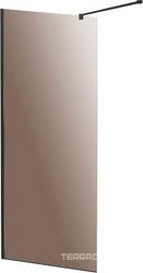 Душевая перегородка 1000хh1950мм, правая/левая, (стекло цв.бронза 8мм, поперечный кронштейн 700-1050мм, фурнит. цв.черный), Liberta ZZ