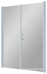 Дверь в нишу EP-F-2, 1520-1570x1 890 мм,правая, ручка квадро, распашная с неподвижным элементом, матовый хром, стекло сатин, БЕЗ покрытия ZZ