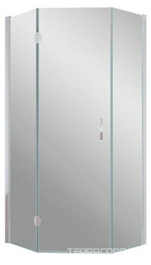 Душевое ограждение 90x90x190 см, левое,  пятиугольное с распашной дверью, профиль белый, стекло сатин, ZZ Vegas Glass AFA-Pen AFA-Pen NOVO 90 01 10 / левое