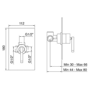 Смеситель для душа, встраиваемый в стену (цв. хром, ручка цв. Etnite Maniglia),  ZZ 3M Arche 0208 СС Etnite Maniglia