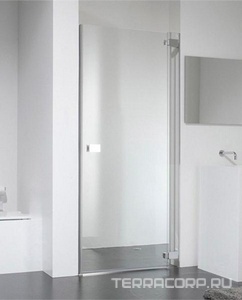 Дверь распашная для ниши, DX петли справа (96,5/105хh195см, стекло 6мм, GL прозр. c покрыт. High Glass, фурн. 05 полир.алюмин) E-LITE ZZ Provex E-Lite 0005EN-R-05GL-HG