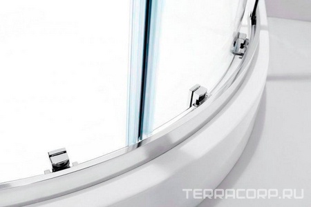 Душевой уголок (1080-1105)x(980-1005)х1, 1/4 круга, 2 сдвижные дверцы, (стекло прозрачное Idrorepellente 6мм, фурн.цв.хром),  ZZ Cezares Molveno MOLVENO-RH-22-110/100-C-Cr-IV