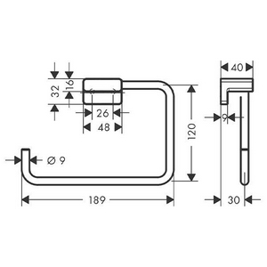 Полотенцедержатель полукольцо 189мм, (цв.хром),  Hansgrohe AddStoris 41754000