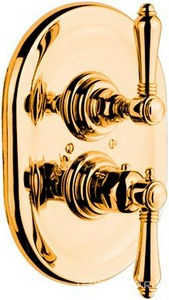 Смеситель для душа с термостатом и запорным ветилем (внешняя часть) для скрытого монтажа (цв.гальван.золото/ручка ), Nicolazzi ZZ Nicolazzi El Capitan 4909 GB 69