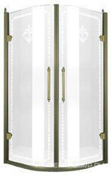 Душевой уголок 900х900хh2020мм, 1/4 круга, R550мм, две распашные двери, (стекло прозрачное с матовым узором, 8мм, фурнит. цв.бронза), Retro XX