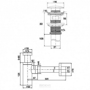 Сифон для раковины GOLD (Слив клик-клак приобретается отдельно), цв. золото ZZ Boheme Универсал 608-2