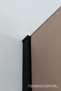 Душевая перегородка 900хh1950мм, правая/левая, (стекло цв.бронза 8мм, поперечный кронштейн 700-1050мм, фурнит. цв.черный),  ZZ Cezares Liberta LIBERTA-L-1-90-BR-NERO