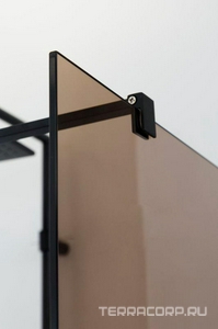 Душевая перегородка 900хh1950мм, правая/левая, (стекло цв.бронза 8мм, поперечный кронштейн 700-1050мм, фурнит. цв.черный),  ZZ Cezares Liberta LIBERTA-L-1-90-BR-NERO