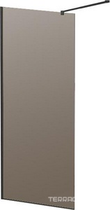 Душевая перегородка 900хh1950мм, правая/левая, (стекло цв.бронза 8мм, поперечный кронштейн 700-1050мм, фурнит. цв.черный),  ZZ Cezares Liberta LIBERTA-L-1-90-BR-NERO