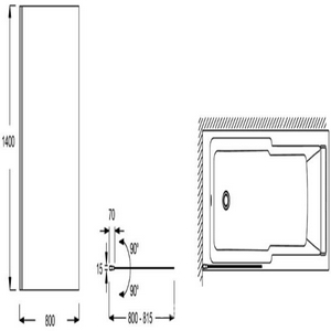 Шторка распашная на ванну для ванны STRUKTURA 80x140 см, профиль хром, ст.прозрачное, регул. шир. 80-81.5 см, ZZ Jacob Delafon Struktura E6D042-GA