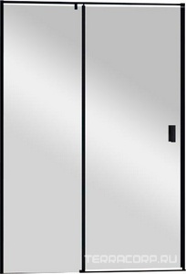 Дверь в нишу 1400хh1950мм, распашная с неподв. сегментом, вход справа/слева, (стекло прозр. 6мм, фурнит.цв.черный мат.),  ZZ Cezares Urban URBAN-B-12-140-C-NERO