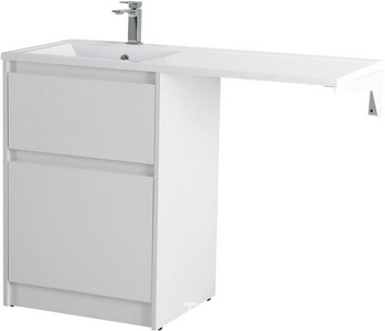 База под раковину напольная с двумя выкатными ящиками, 580x478xh845мм, для установки рядом со стир.маш, без раковины, (цв.Bianco Opaco),  ZZ BelBagno Kraft KRAFT-LVD-580/1200-2C-PIA-BO