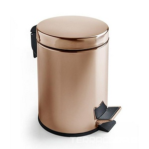 Ведро круглое 22,5x30,5xh33,5см, 5л., с педалью и крышкой, (цв.Oro Rosa Lucido),  ZZ 3SC Metal Tonda MET65AGDR