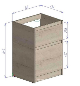 База под раковину напольная с двумя выкатными ящиками,580x478xh845мм,для установки рядом со стир.маш, без раковины,(цв.Rovere Nebrasca Nature) ZZ BelBagno Kraft KRAFT-LVD-580/1200-2C-PIA-RNN