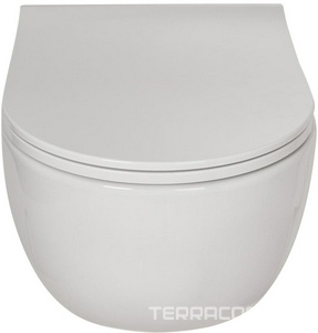 Комплект : инсталляция для подвес. унитаза + кнопка хром "L3" + подвес. безободковый унитаз с сиденьем микрл. ZZ Berges Ego 047213