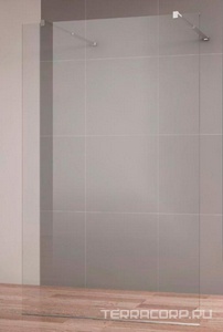 Душевая перегородка 1300хh1950мм, для 2-х стороннего входа, (стекло прозрачное 8мм, поперечные кронштейны 750-1050мм, фурнит. цв.хром),  ZZ Cezares Liberta LIBERTA-L-2-130-C-Cr