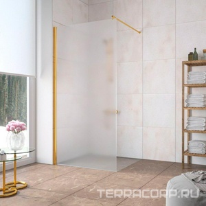 Душевая перегородка, неподвижная, 86x190 см, профиль золото, стекло сатин( С ПОКРЫТИЕМ)  ZZ Vegas Glass EAF EAF LUX 86 09 10