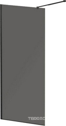 Душевая перегородка 1000хh1950мм, правая/левая, (стекло графит 8мм, поперечный кронштейн 700-1050мм, фурнит. цв.черный), Liberta ZZ