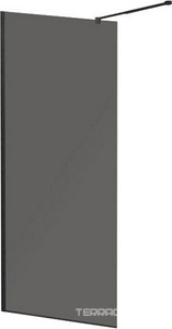 Душевая перегородка 1000хh1950мм, правая/левая, (стекло графит 8мм, поперечный кронштейн 700-1050мм, фурнит. цв.черный),  ZZ Cezares Liberta LIBERTA-L-1-100-GR-NERO