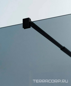 Душевая перегородка 1000хh1950мм, правая/левая, (стекло графит 8мм, поперечный кронштейн 700-1050мм, фурнит. цв.черный),  ZZ Cezares Liberta LIBERTA-L-1-100-GR-NERO