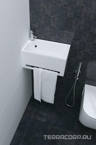 Раковина  XS MINI L 39х22 см с полотенцедержателем, цвет белый 1Marka Tiny У86733