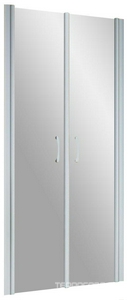 Душевая дверь 100*190 двухстворчатая распашная, открывается наружу и внутрь, профиль матовый хром, стекло сатин, БЕЗ покрытия ZZ Vegas Glass Е2Р Е2Р 100 07 10