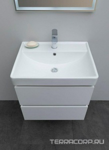 Тумба подвесная  60 см, 2 выдвижных ящика, без раковины Ирис 60 (арт.301803), цвет белый Aquanet Вега 308318