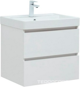 Тумба подвесная  60 см, 2 выдвижных ящика, без раковины Ирис 60 (арт.301803), цвет белый Aquanet Вега 308318