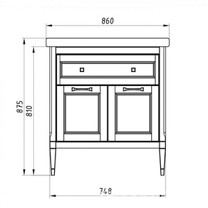 Тумба  85 белая, патина серебро, БЕЗ раковины Дуглас 85 ZZ ASB-Woodline Гранда 11487/к.т. 398228