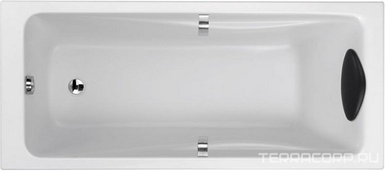 Ванна акриловая 170x75,в компл. c черной подушкой и хром.ручками, на каркасе, БЕЗ слива-перелива XX