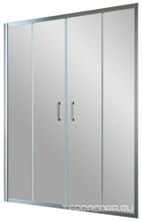 Дверь в нишу Z2P TUR NOVO h1900, 200x190 см, двухстворчатая раздвижная, профиль хром глянец, стекло прозрачное, покрытие BriteGuard  ZZ