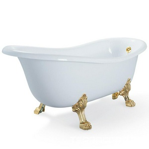 Ванна свободностоящая 170х81хh74cм, на лапах "LEONE" STANDART, слив-перелив в компл., (искусственный камень цв.белый, фурнитура цв.золото),  ZZ Migliore Bella 26918