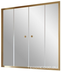 Шторка на ванну Z2V, 150x140 см, раздвижная, профиль бронза, стекло прозрачное, БЕЗ покрытия ZZ
