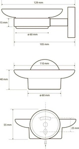Мыльница настенная, (стекло мат./ золото глянц.),  ZZ Bemeta Brilo 161108042