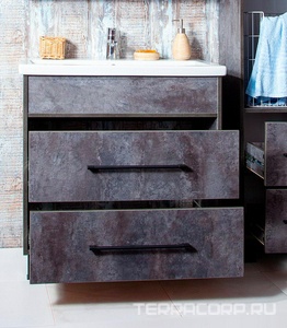 Тумба подвесная Бриклаер  80, БЕЗ раковины "Фостер"-70, цвет цемент ZZ Бриклаер Чили 4627125415234 / к.т.441231