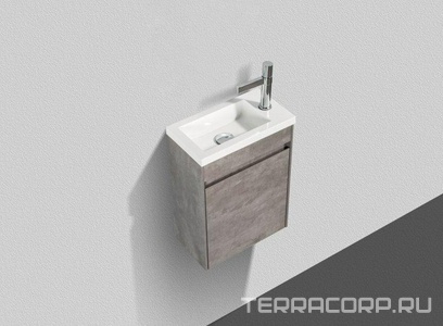 База под раковину подвесная с 1 дверкой, петли слева, 394х216xh520мм, без раковины, (цв.Stucco Cemento),  ZZ BelBagno Pietra Mini PIETRA MINI-400-1A-SO-SCM-L