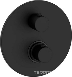 Смеситель-термостат для душа, встраиваемый в стену, на 3 потреб., (цв.черный матовый),  ZZ Paffoni Light LIQ018NO