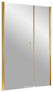 Дверь в нишу  LUX, 110x190 см,левая, одностворчатая распашн., с неподвижным элем., ручки квадро. проф.золото, ст.прозрачное, покр.BriteGuard, ZZ Vegas Glass EP-F-2 EP-F-2 LUX 110 09 01 / BriteGuard / Левая