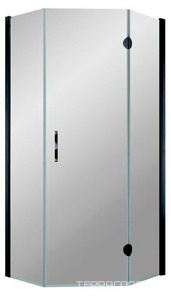 Душевое ограждение 90x90x190 см, правое,  пятиугольное с распашной дверью, профиль черный матовый, стекло прозрачное, БЕЗ поддона, БЕЗ покрытия, ZZ Vegas Glass AFA-Pen AFA-Pen 90 02М 01 правое