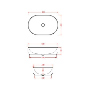 Раковина накладная на столешницу, овальная 600х400хh150мм, без отв.д/смесит., без перелива, (цв. белый),  ZZ ArtСeram Atelier ATL002 01; 00