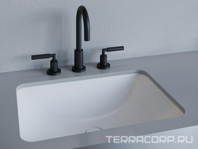 Раковина встраив.в столешн.снизу,прямоуг 550х400хh134мм,без отв.д/смес,без перелива,без донного клапана,литой камень S-Stone мат,цв.белый,  06 ZZ Salini Marea 1802206M