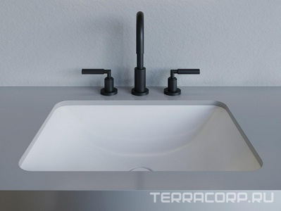 Раковина встраив.в столешн.снизу,прямоуг 550х400хh134мм,без отв.д/смес,без перелива,без донного клапана,литой камень S-Stone мат,цв.белый,  06 ZZ Salini Marea 1802206M