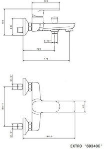 Смеситель для ванны/душа, без душевых аксессуаров, хром глянец ZZ Kerama Marazzi Piano 69340KM.21.018