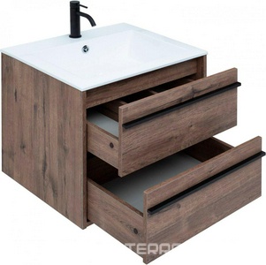 Тумба подвесная  60 см с 2 выдвиж. ящиками, цвет дуб Веллингтон ZZ Aquanet Lino 253910